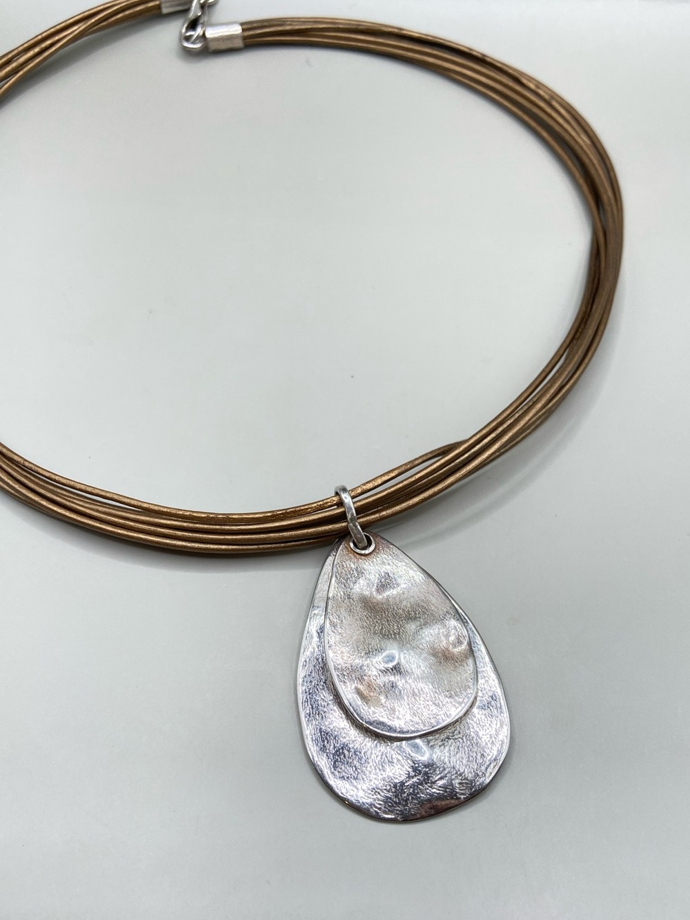 Silpada Bronze Leather and Double Textured Pendant N1802 - Picture 5 of 8